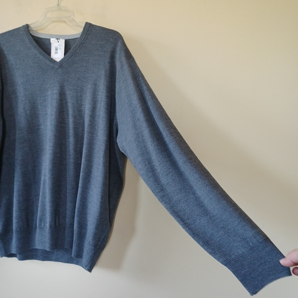 PETER MILLAR XXL MERINO SILK MEN'S CROWN SOFT V-NECK GRAY SWEATER New With Tags - Picture 5 of 5